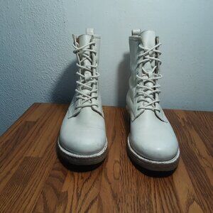 Frye Leather Combat Boots White/Offwhite